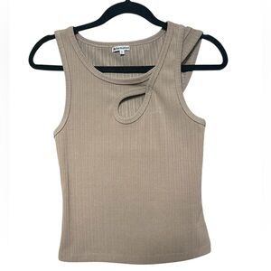 Reformation Taupe Ribbed Tank Top